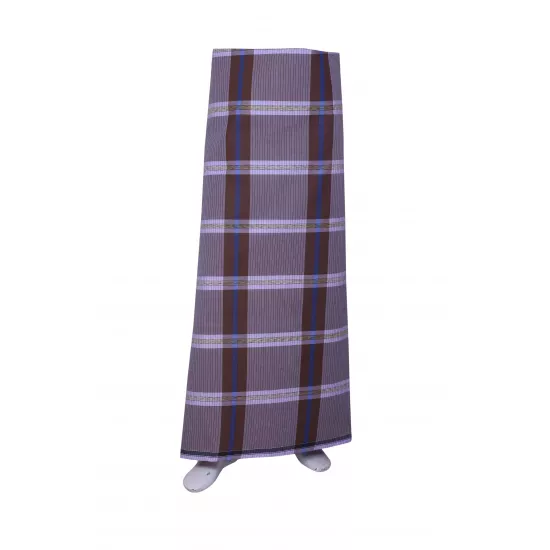 RING BROWN & SILVER COTTON LUNGI (STYLE 43)