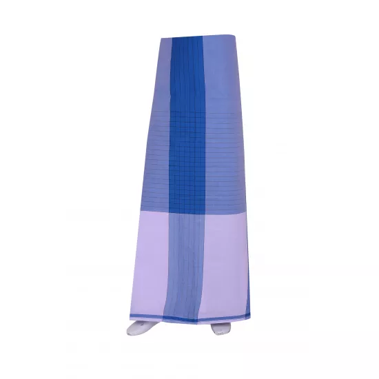 RING BLUE & WHITE FANCY COTTON LUNGI (STYLE 17)